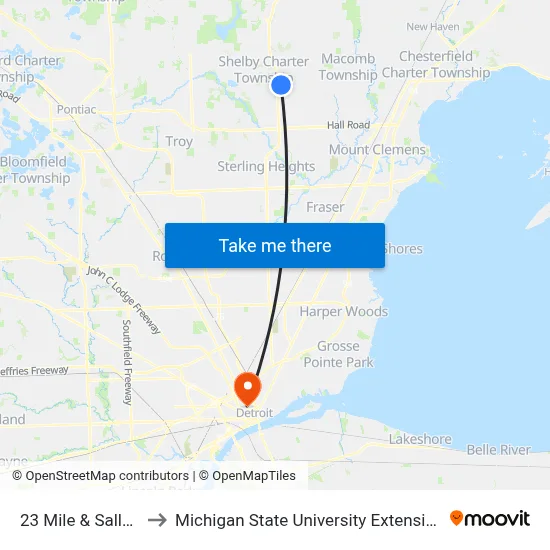23 Mile & Sally's to Michigan State University Extension map