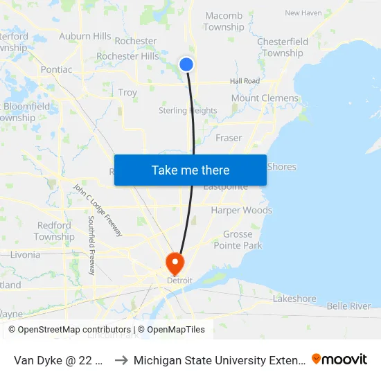 Van Dyke & 22 Mile to Michigan State University Extension map
