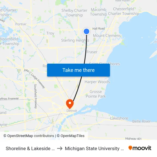 Shoreline & Lakeside Towers to Michigan State University Extension map