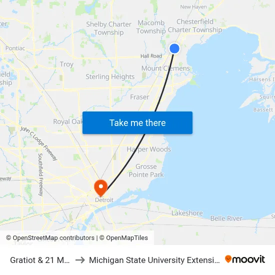 Gratiot & 21 Mile to Michigan State University Extension map