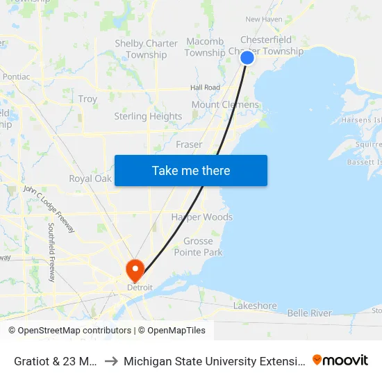 Gratiot & 23 Mile to Michigan State University Extension map
