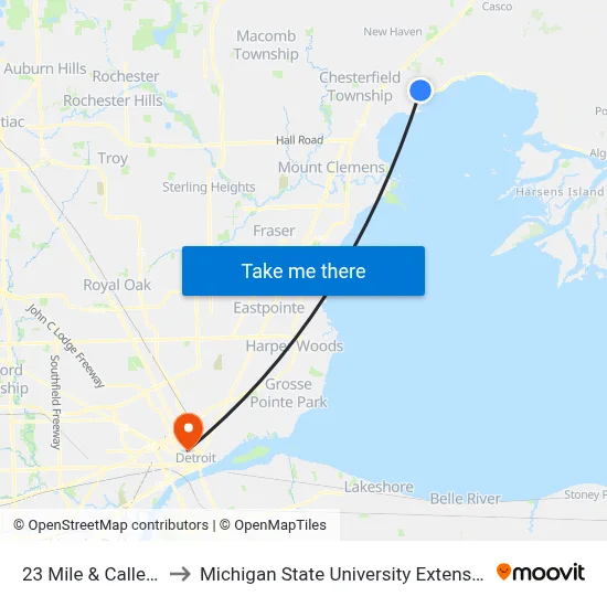 23 Mile & Callens to Michigan State University Extension map