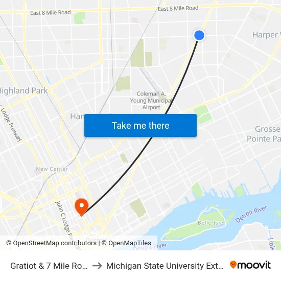 Gratiot & 7 Mile N to Michigan State University Extension map