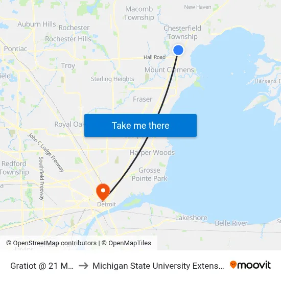 Gratiot & 21 Mile to Michigan State University Extension map