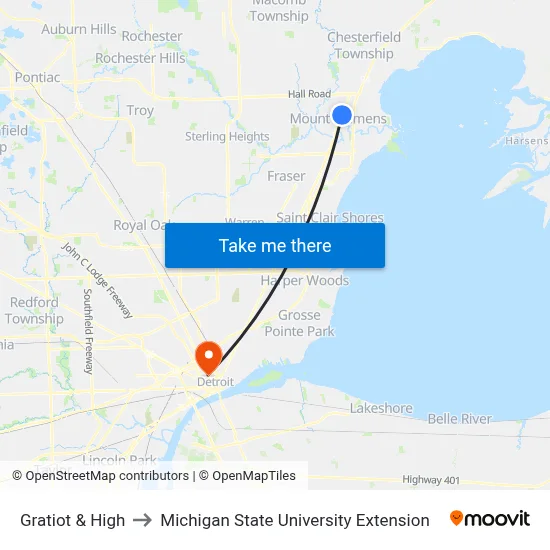 Gratiot & High to Michigan State University Extension map