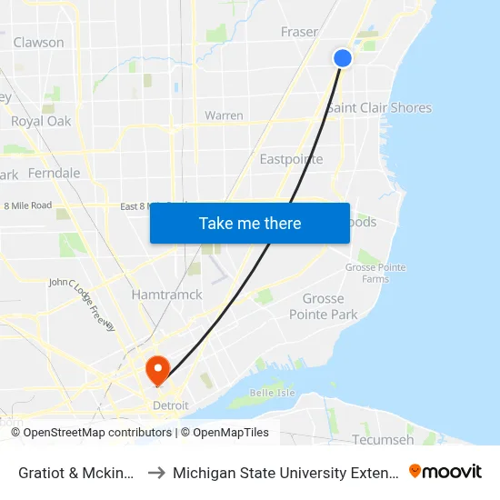 Gratiot & Mckinnon to Michigan State University Extension map