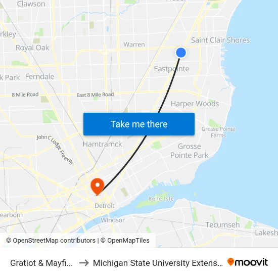 Gratiot & Mayfield to Michigan State University Extension map