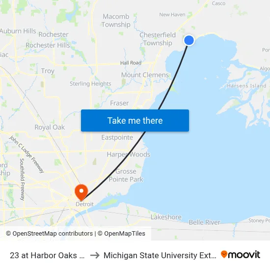 23 @ Harbor Oaks Hospital to Michigan State University Extension map