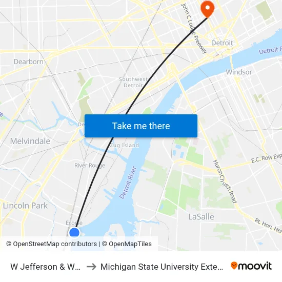 W Jefferson & White to Michigan State University Extension map