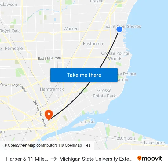 Harper & 11 Mile NE to Michigan State University Extension map
