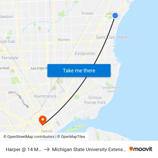 Harper @ 14 Mile to Michigan State University Extension map