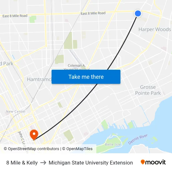 8 Mile & Kelly to Michigan State University Extension map
