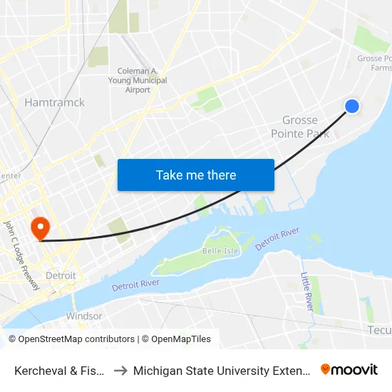Kercheval & Fisher to Michigan State University Extension map