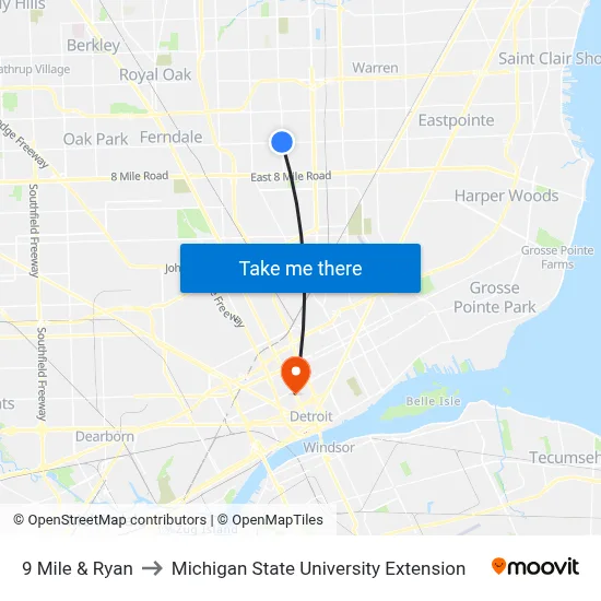 9 Mile & Ryan to Michigan State University Extension map