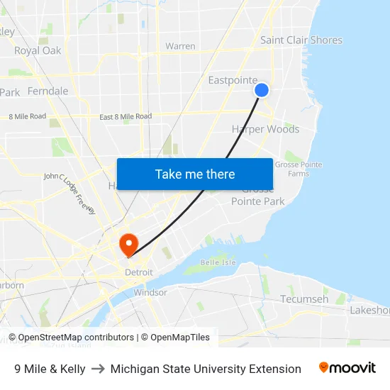 9 Mile & Kelly to Michigan State University Extension map