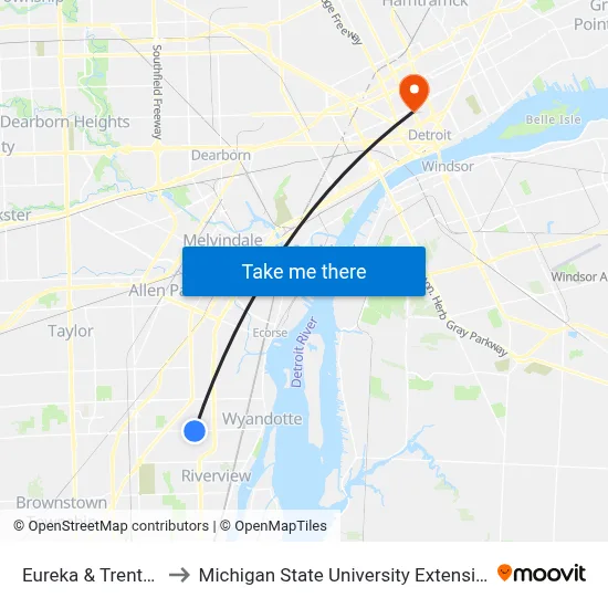 Eureka & Trenton to Michigan State University Extension map