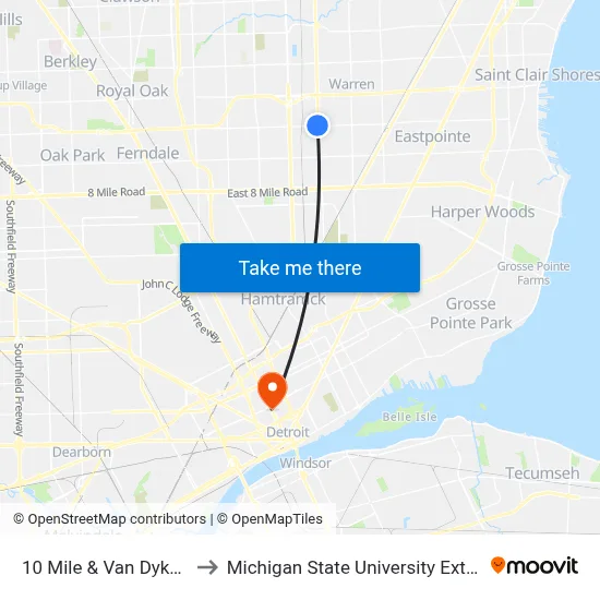 10 Mile & Van Dyke NW to Michigan State University Extension map