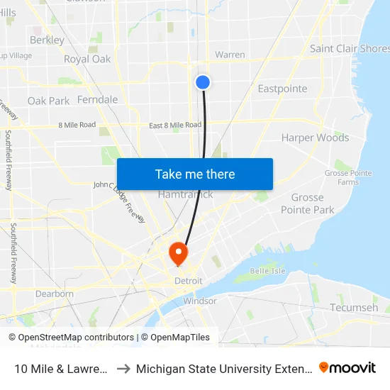 10 Mile & Lawrence to Michigan State University Extension map