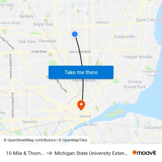 10 Mile & Thomas to Michigan State University Extension map
