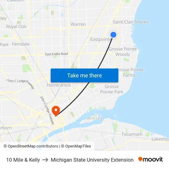 10 Mile & Kelly to Michigan State University Extension map