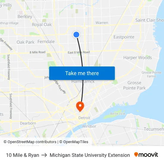 10 Mile & Ryan to Michigan State University Extension map