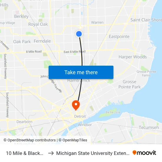 10 Mile & Blackmar to Michigan State University Extension map