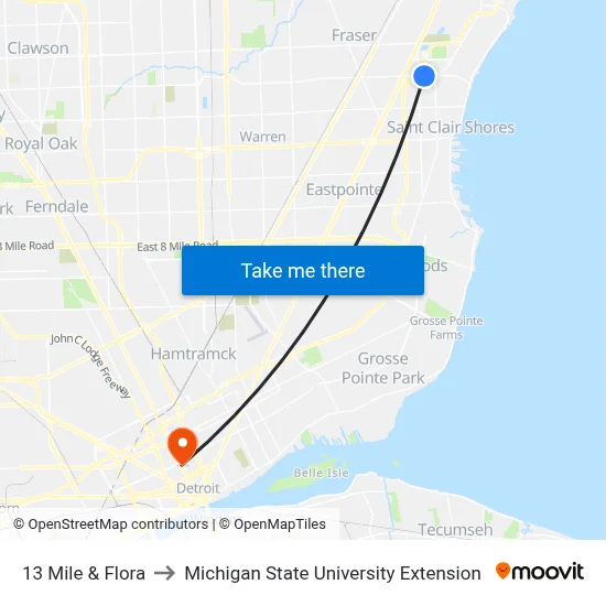 13 Mile & Flora to Michigan State University Extension map