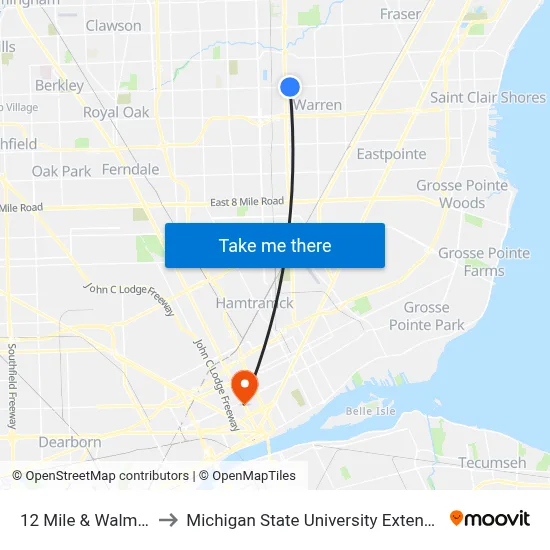 12 Mile & Walmart to Michigan State University Extension map