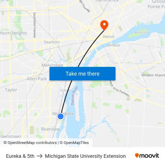 Eureka & 5th to Michigan State University Extension map