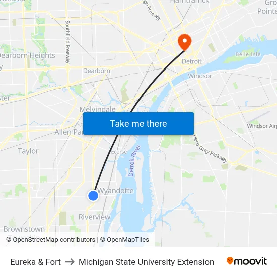Eureka & Fort to Michigan State University Extension map