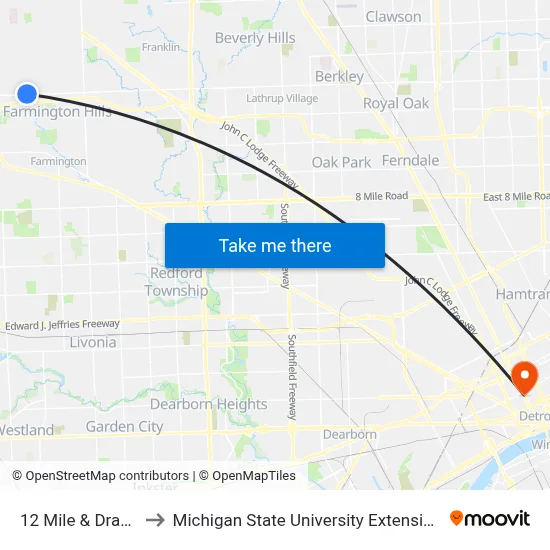 12 Mile & Drake to Michigan State University Extension map
