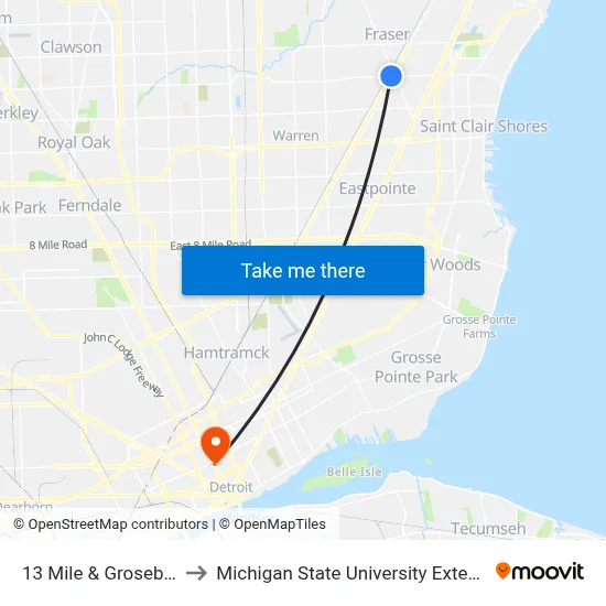 13 Mile & Grosebeck to Michigan State University Extension map