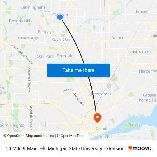 14 Mile & Main to Michigan State University Extension map