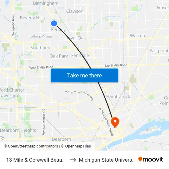 13 Mile & Corewell Beaumont Entrance to Michigan State University Extension map
