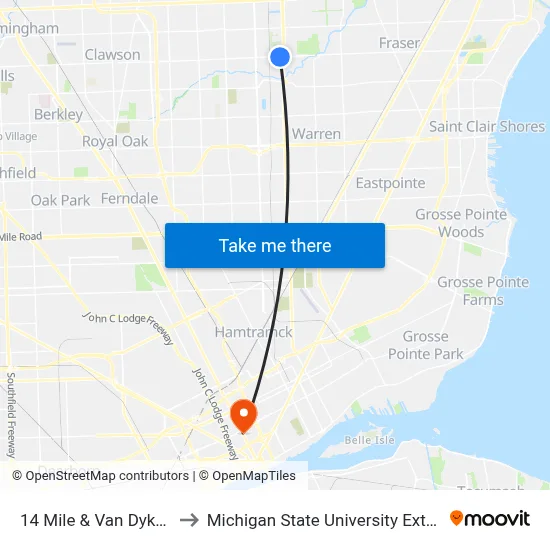 14 Mile & Van Dyke SW to Michigan State University Extension map