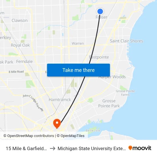 15 Mile & Garfield NW to Michigan State University Extension map