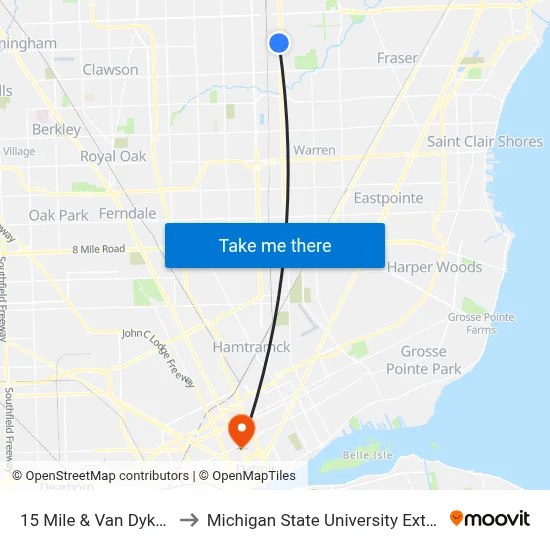 15 Mile & Van Dyke SW to Michigan State University Extension map