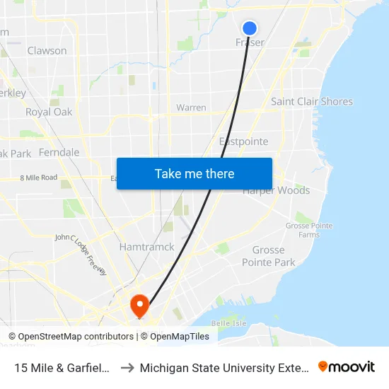 15 Mile & Garfield SE to Michigan State University Extension map