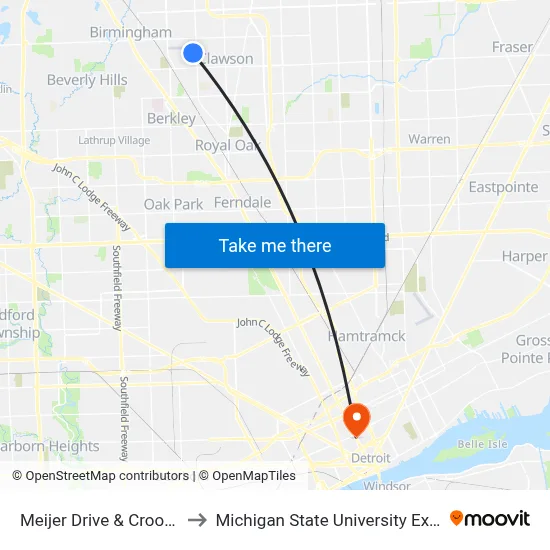 Meijer Drive & Crooks SW to Michigan State University Extension map