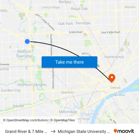 Grand River & 7 Mile SE to Michigan State University Extension map