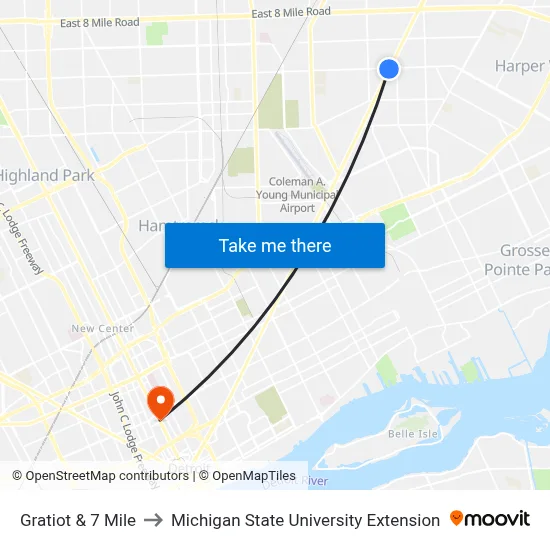 Gratiot & 7 Mile to Michigan State University Extension map