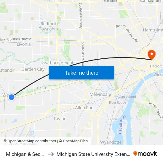 Michigan & Second to Michigan State University Extension map