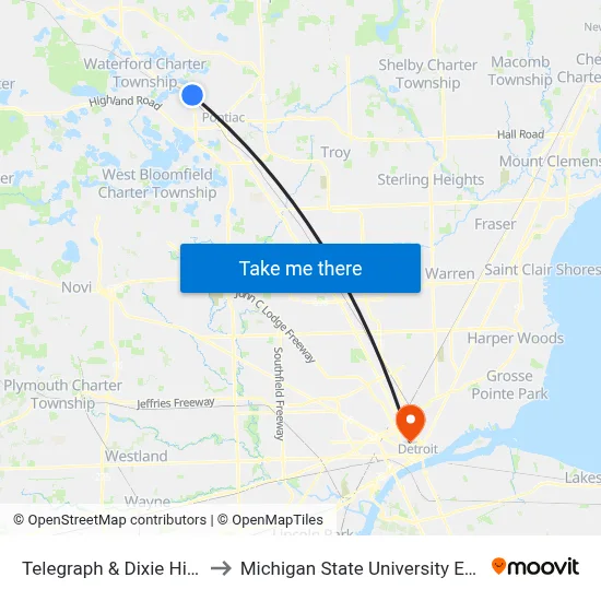 Telegraph & Dixie Highway to Michigan State University Extension map