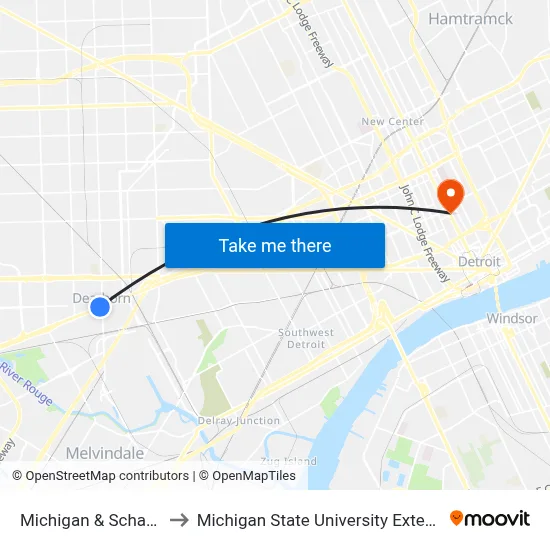 Michigan & Schaefer to Michigan State University Extension map