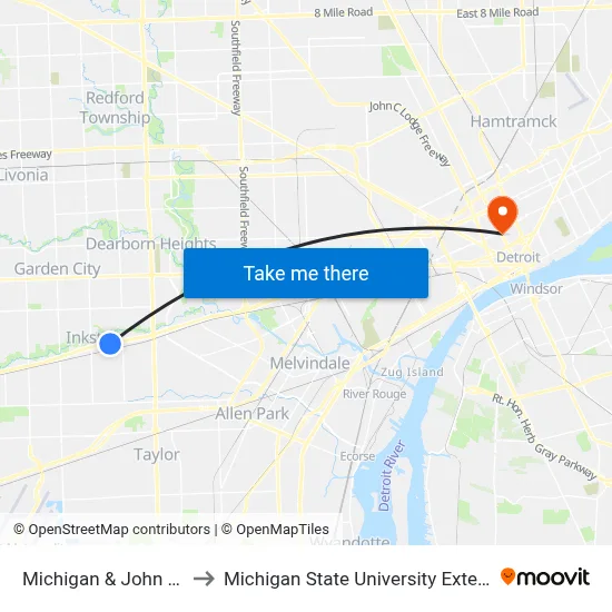 Michigan & John Daly to Michigan State University Extension map