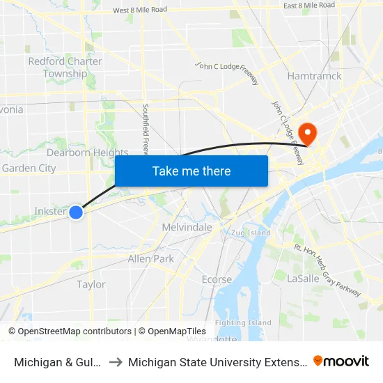 Michigan & Gulley to Michigan State University Extension map