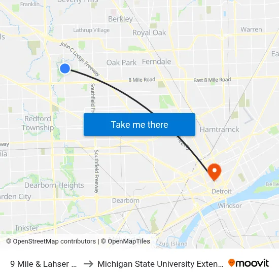 9 Mile & Lahser NW to Michigan State University Extension map