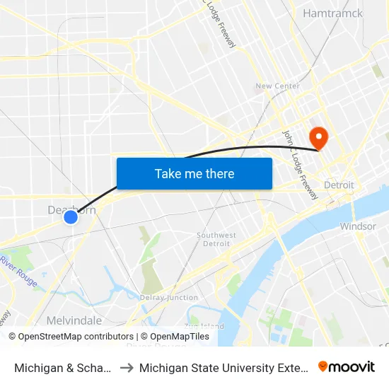 Michigan & Schaefer to Michigan State University Extension map