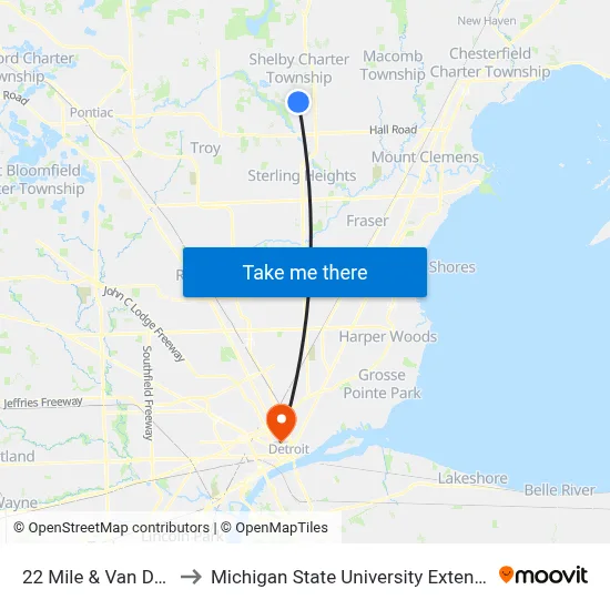 22 Mile & Van Dyke to Michigan State University Extension map