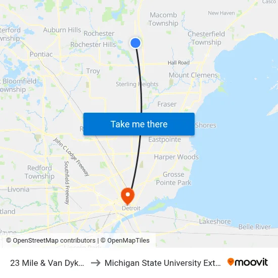 23 Mile & Van Dyke SW to Michigan State University Extension map